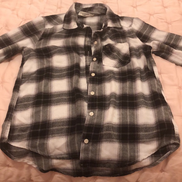 A&F Kids: Black and White Plaid Flannel - Picture 2 of 2